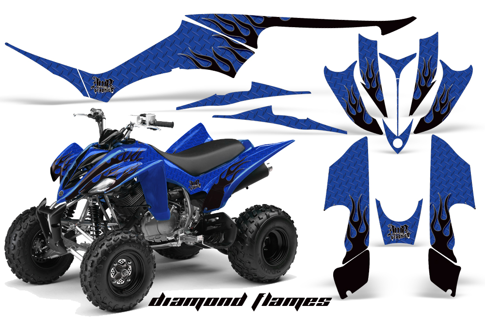 Yamaha Raptor 350 Graphics DiamondFlames Blue